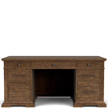 Transitional Executive Desk with Locking File Drawers and USB Outlet