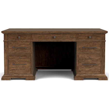 Transitional Executive Desk with Locking File Drawers and USB Outlet