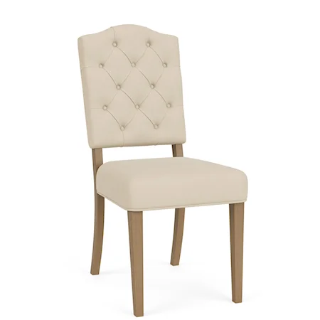 Cottage Upholstered Dining Side Chair with Button Tufting