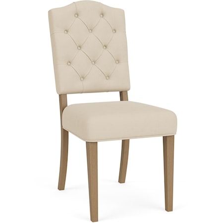 Cottage Upholstered Dining Side Chair with Button Tufting