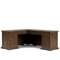 Transitional L-Shaped Desk with USB Outlets and Adjustable Shelf