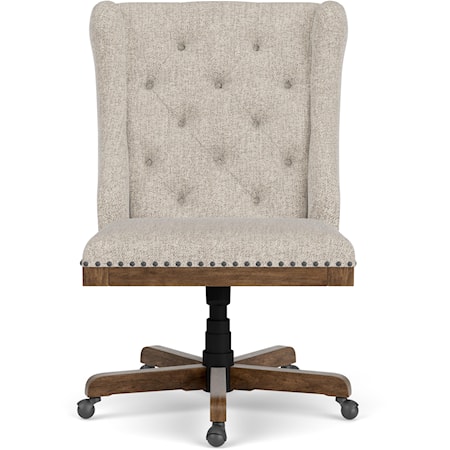 Transitional Upholstered Swivel Desk Chair with Adjustable Seat