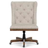 Transitional Upholstered Swivel Desk Chair with Adjustable Seat