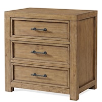 Rustic 3-Drawer Nightstand with USB