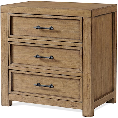 Rustic 3-Drawer Nightstand with USB