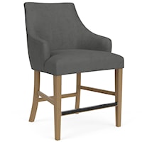 Contemporary Upholstered Counter-Height Stool with Slope Arms