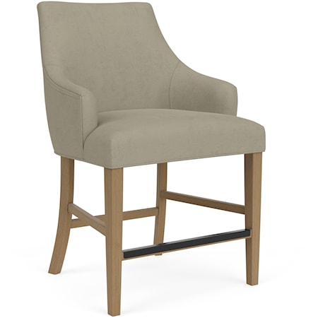 Contemporary Upholstered Counter-Height Chair with Slope Arms