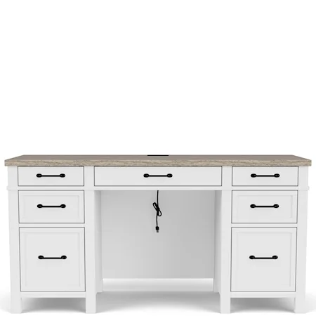 Coastal Style Executive Desk with Cord Management