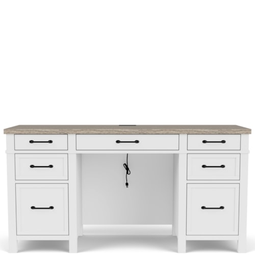 Coastal Style Executive Desk with Cord Management