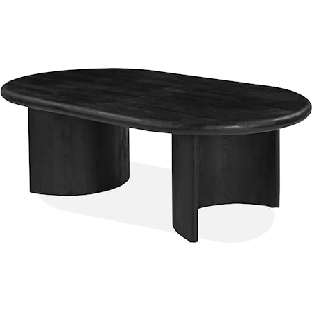 Contemporary Oval Cocktail Table with C-Shaped Legs