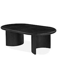 Contemporary Oval Cocktail Table with C-Shaped Legs