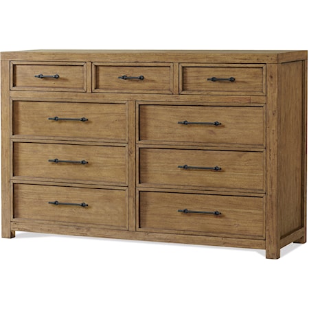 Rustic 9-Drawer Dresser with Felt-Lined Drawers