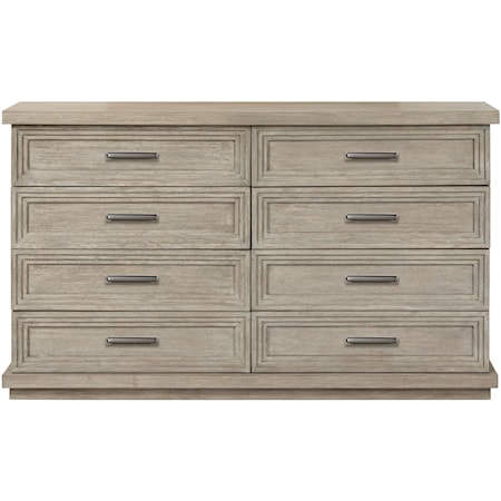 Contemporary 8-Drawer Dresser with Removable Felt in Top Drawers