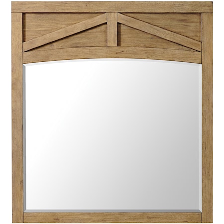 Rustic Portrait Mirror with Timber Truss Detailing on Top Frame