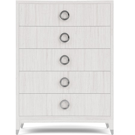 Contemporary 5-Drawer Bedroom Chest with Felt Lining Top Drawer