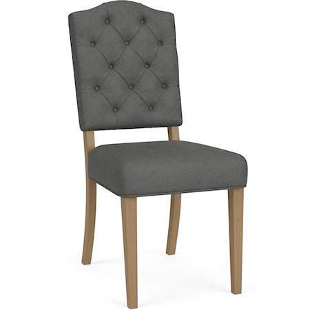 Contemporary Upholstered Side Chair with Button Tufting