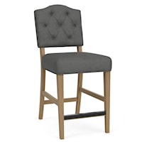 Contemporary Upholstered Counter-Height Stool with Button Tufting