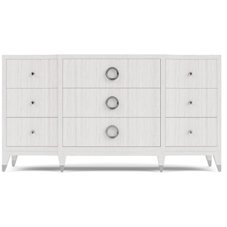 Contemporary 9-Drawer Dresser with Ring Pull Hardware