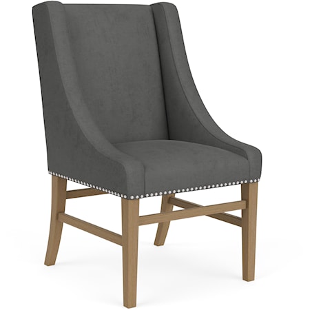 Contemporary Upholstered Host Chair with Nailheads