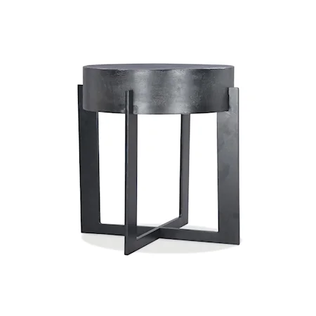 Contemporary Industrial Round End Table