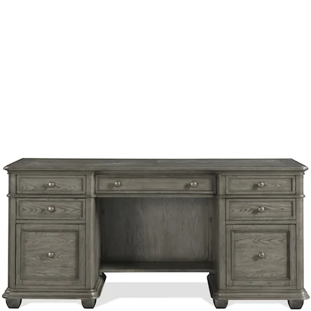 Transitional Credenza with USB Outlets and File Drawers