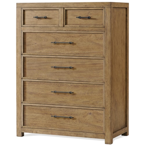 Transitional 5-Drawer Bedroom Chest with Bar Pull Hardware