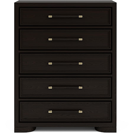 Contemporary 5-Drawer Chest with Recessed Parting Rails