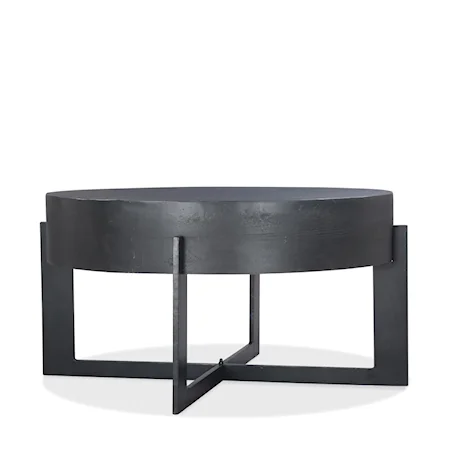 Contemporary Industrial Round Cocktail Table