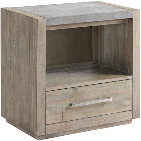 Industrial 1-Drawer Nightstand with Dual USB Power Outlet