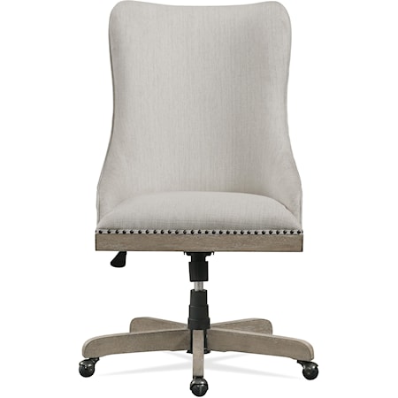 Transitional Upholstered Swivel Desk Chair with Adjustable Seat