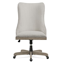 Transitional Upholstered Swivel Desk Chair with Adjustable Seat