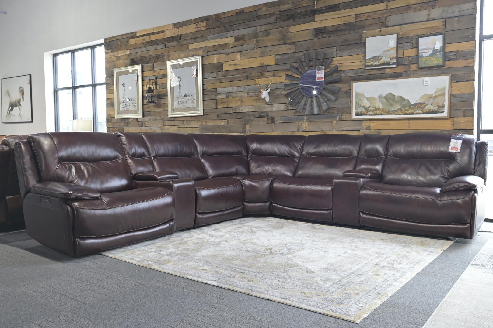 Manwah Shay 17735 SHAY 7PC LEATHER SECTIONAL | Galleria