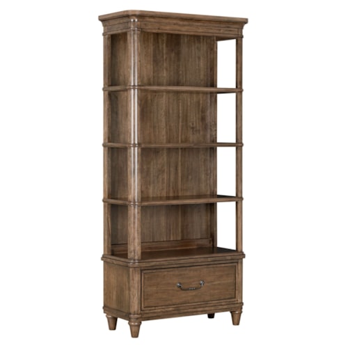 Traditional Three-Shelf Bookcase with Single Storage Drawer