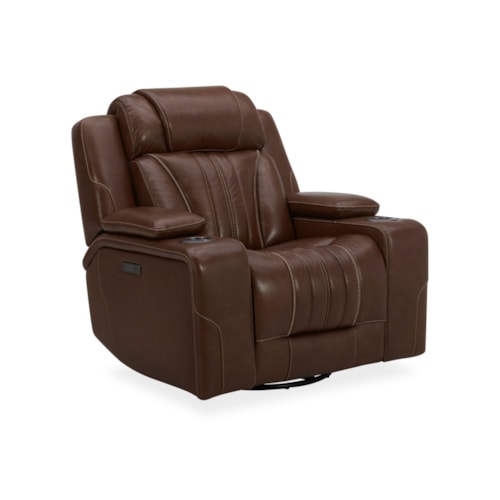 Contemporary Swivel Glider Power Recliner w/LED Cupholders