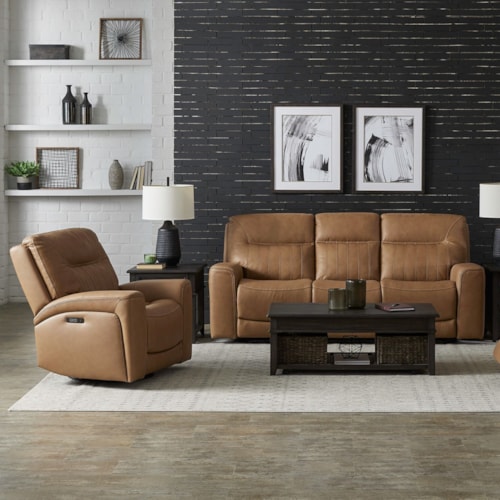 Transitional Power Reclining Sofa and Recliner Set