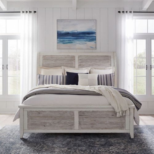 Farmhouse Queen Sleigh Bed with Planked Accents