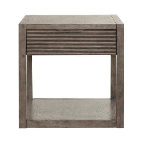 Contemporary End Table with Reeded Texture Drawer Front