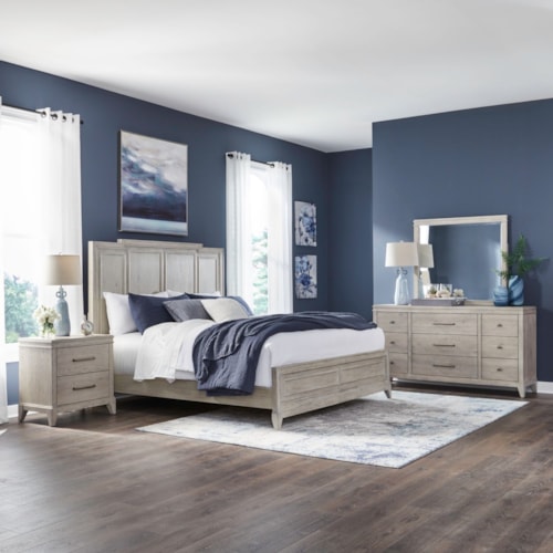 Transitional 4-Piece Queen Panel Bedroom Set