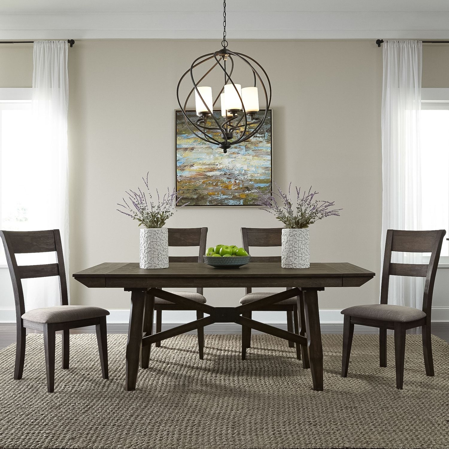 Liberty Furniture Double Bridge 5 Piece Trestle Table Set