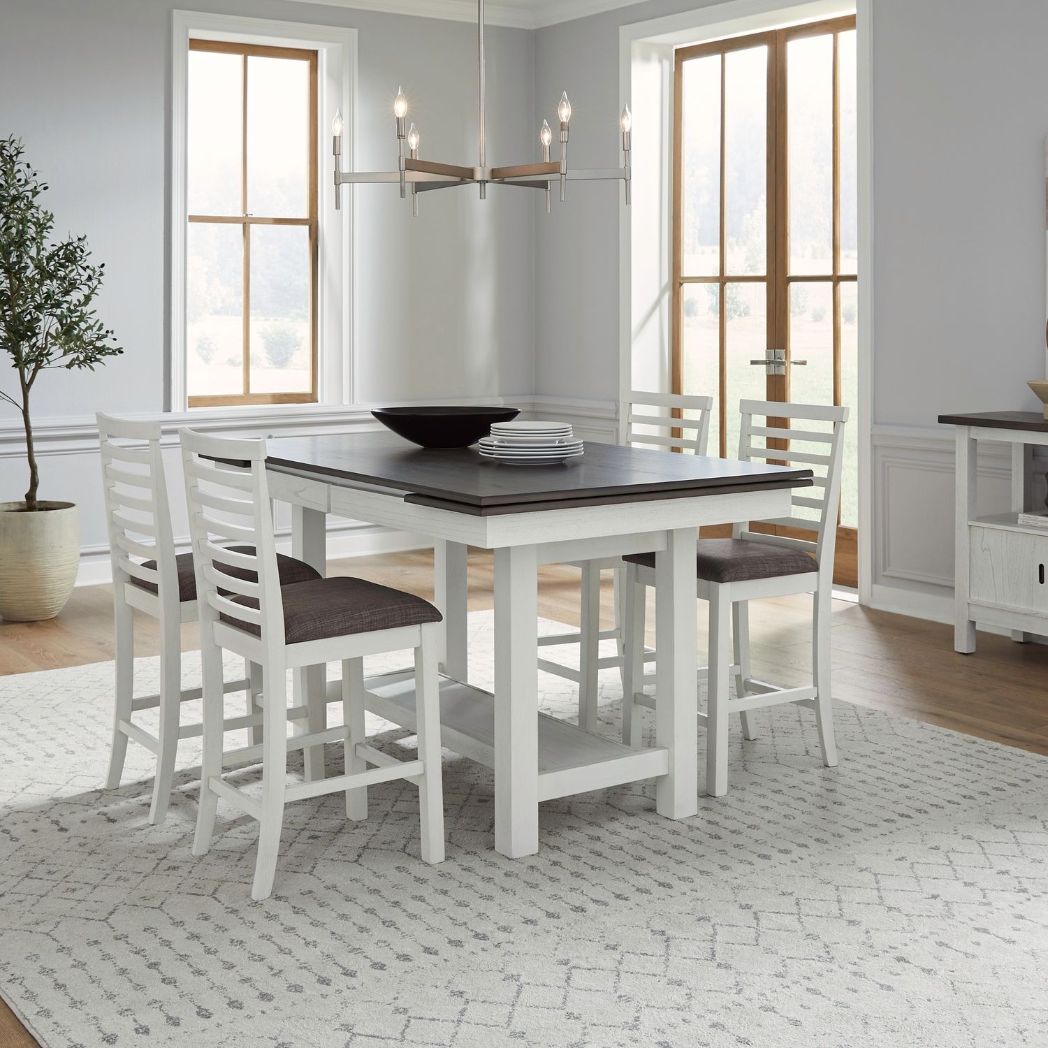 5-Piece Gathering Trestle Table Dining Set