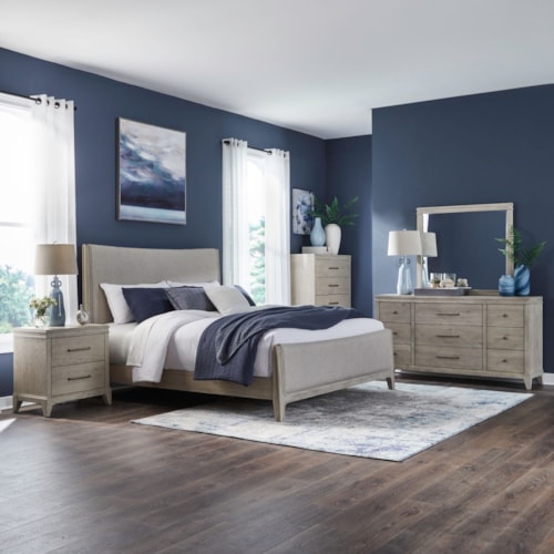 Transitional 5-Piece King Upholstered Bedroom Set