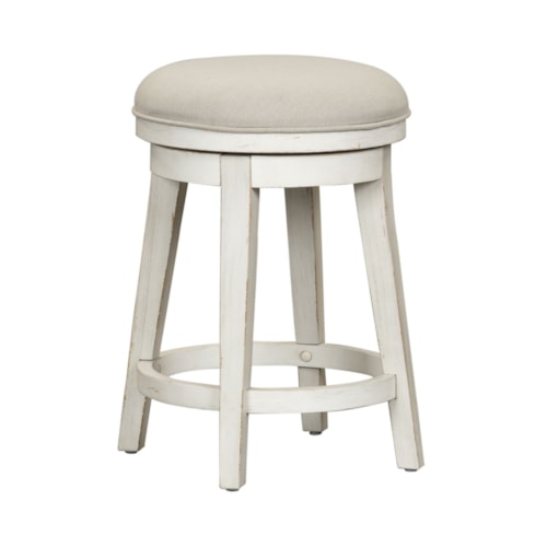 Farmhouse Upholstered Swivel Stool