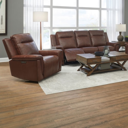 Casual Leather 2-Piece Living Room Set with Pillow Arms