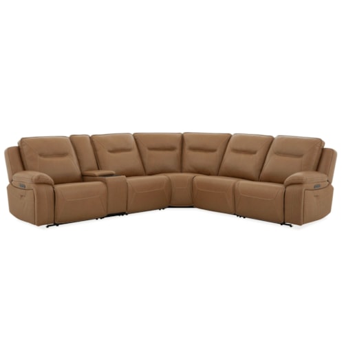 Transitional 6-Piece Power Recliner Sectional Sofa with Wireless Charging