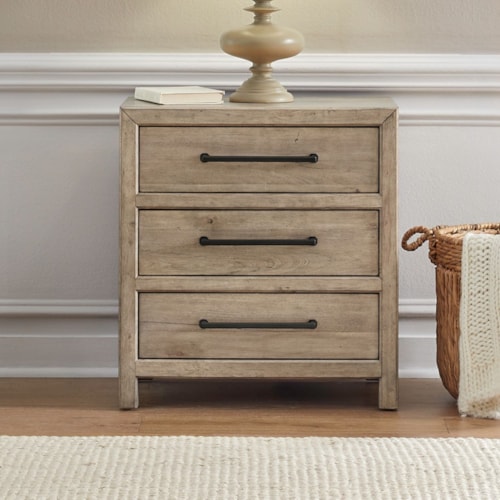 Transitional 3-Drawer Nightstand with USB/C Charging Station