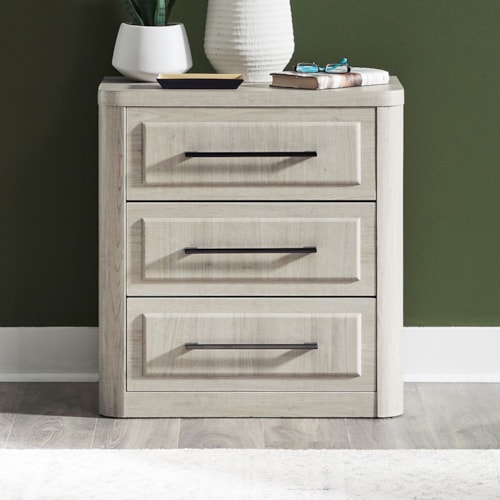 Transitional 3-Drawer Nightstand with Charging Station