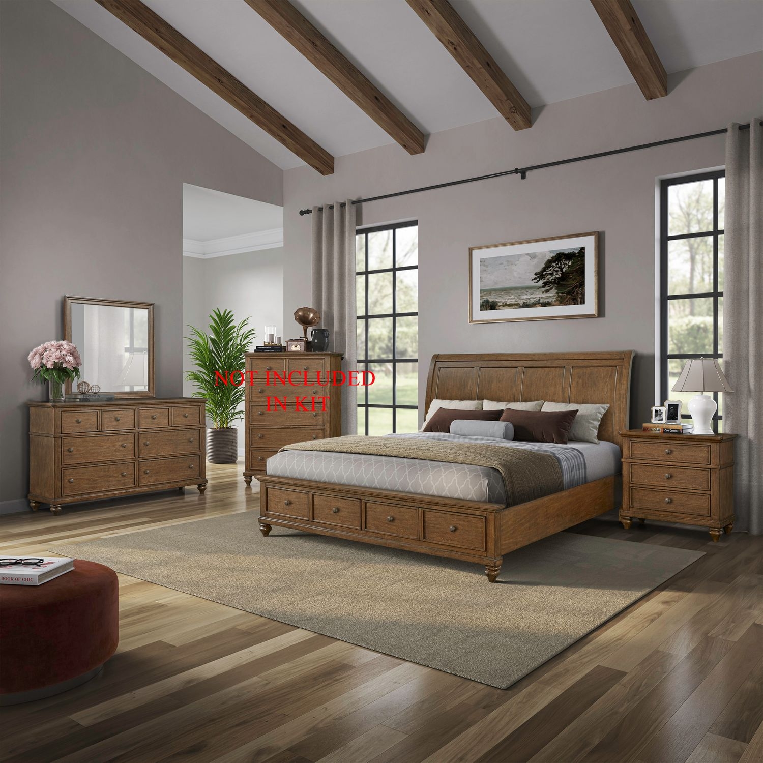 Traditional 4-Piece Bedroom Set with Cedar Lined Drawers