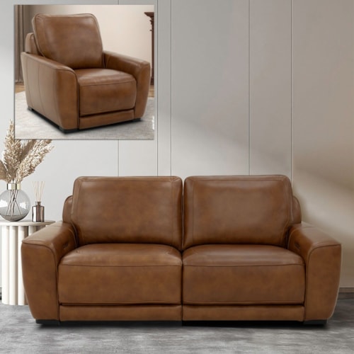 Transitional 2-Piece Living Room Set with Power Headrest