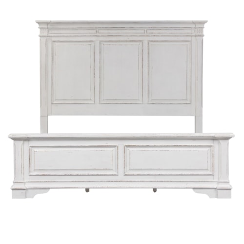 Traditional California King Panel Bed with Heavy Crown Molding