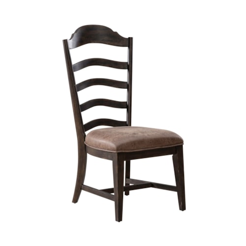 Traditional Ladder-Back Side Chair with Upholstered Seat